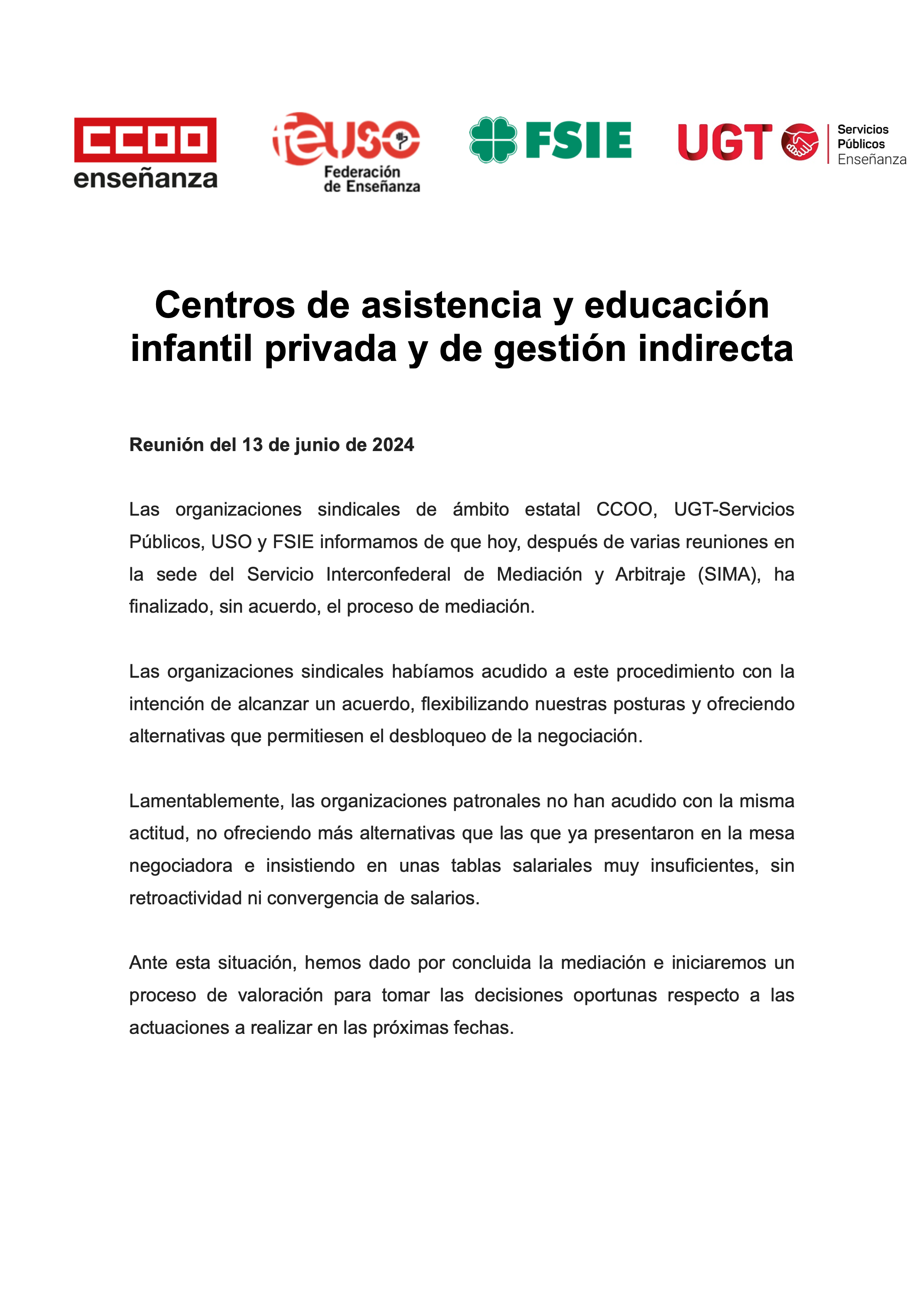 noticia asistencia educación infantil